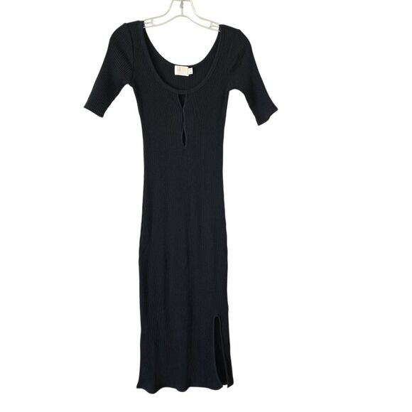 NATION LTD  Los Angeles Haidee Ribbed Black Midi Dress Size XS - Picture 2 of 10
